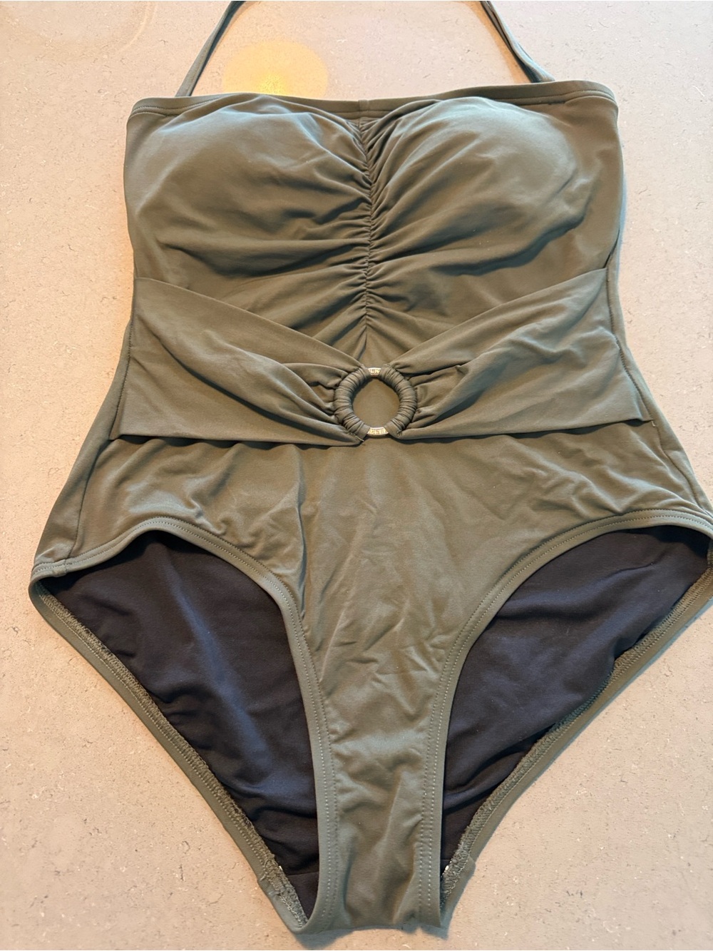 MICHAEL Michael Kors Olive One-Piece Swimsuit with Ring Detail